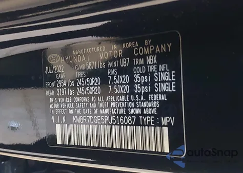 2023 Hyundai Palisade Calligraphy z USA, uszkodzony, nr VIN KM8R7DGE5PU516087
